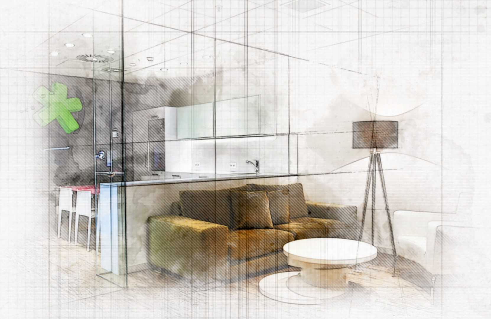 salón contemporáneo con muebles neutros y luz natural