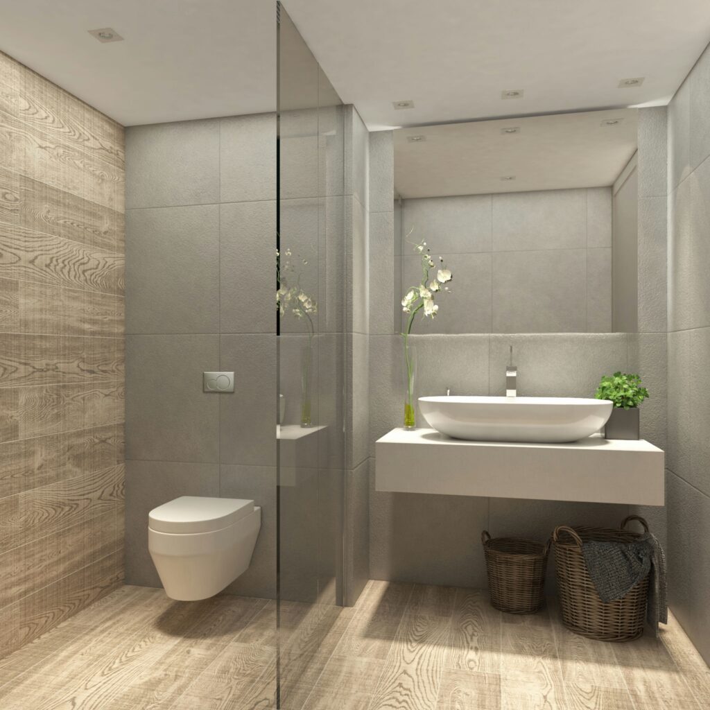 Diseño de interior de baño moderno en Barcelona con materiales de alta calidad