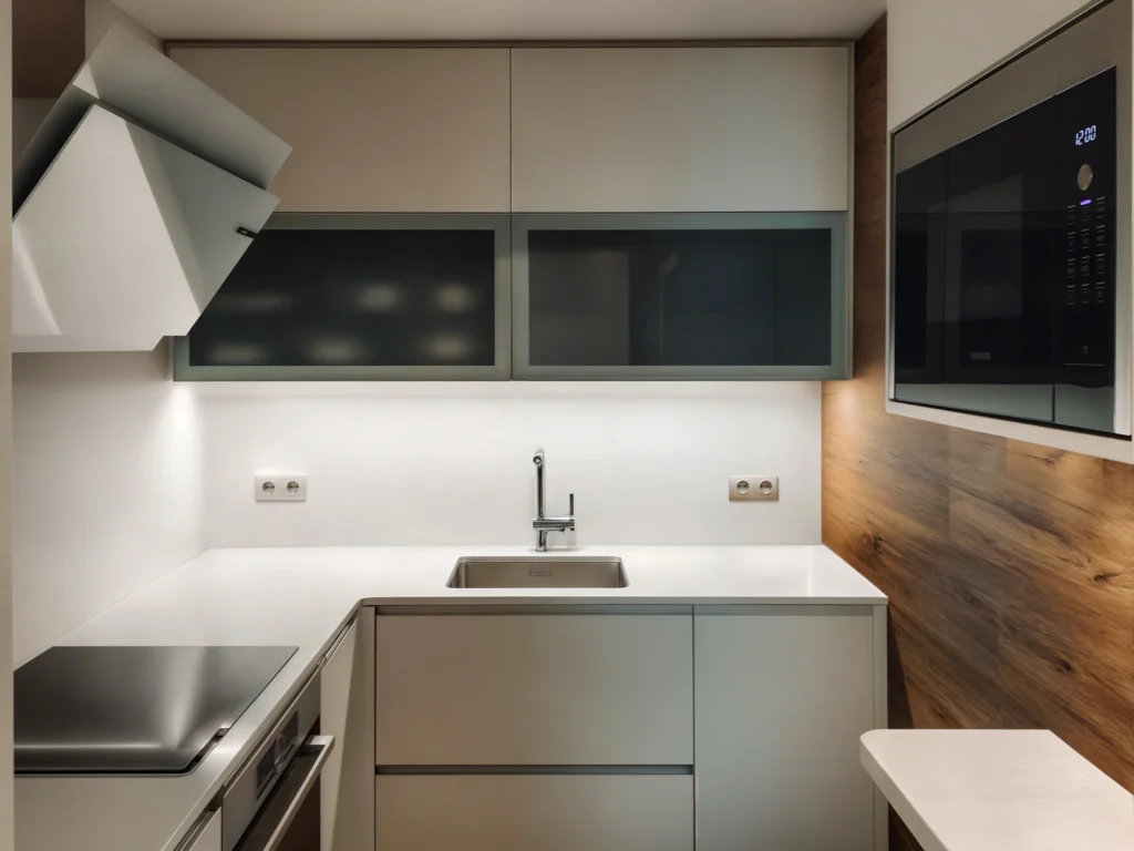 Diseño de Cocina Moderna y Contemporánea en Barcelona Cocina contemporánea en Barcelona que destaca por su diseño de alta gama, con mobiliario en tonos suaves, encimeras minimalistas y electrodomésticos modernos, todo iluminado por luz natural.